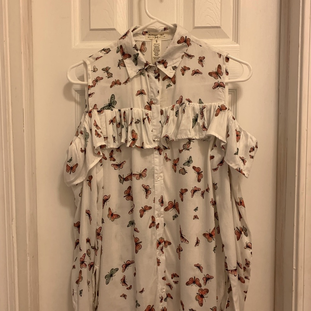 Midnight Sky Cold Shoulder Butterfly Long Sleeve S